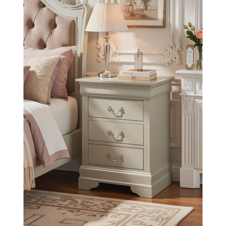 Sunvega Chic Silver Champagne Nightstand with Drawer for Bedroom Storage
