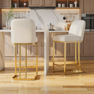 Sunvega Modern Bar Chairs Set of 2 with Soft Fabric and Anti-Slip Pads