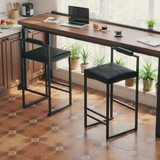 Sunvega Upholstered Velvet Bar Stools Set of 2 with Slim Metal Legs for Kitchen Counter