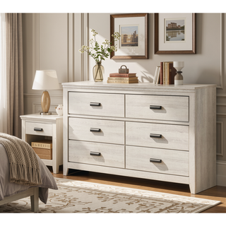 Sunvega Contemporary Brown Mix Finish Nightstand with Two Storage Drawers and Black Metal Pull
