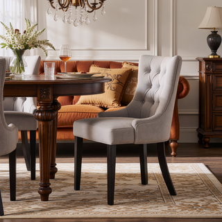 Sunvega Contemporary Upholstered Dining Chairs with Tufted Diamond Stitch and Wood Legs