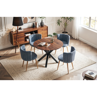 Sunvega Mid-century Dining Table for 4-6 People With Round MDF Top