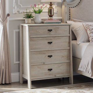 Sunvega Four Drawer Chest with Brown Finish and Spacious Storage