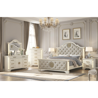 Sunvega Beige Wood Nightstand with Side LED Lighting and Spacious Drawers