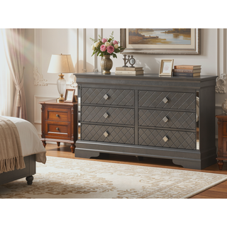Sunvega Sophisticated Silver Champagne Transitional Nightstand with Two Drawers for Storage