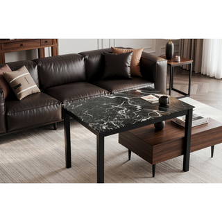 Sunvega 5-Piece Counter Height Dining Set with Faux Marble Table and Upholstered Chairs