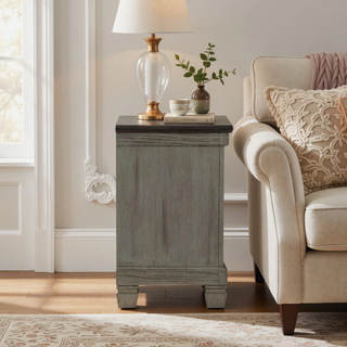 Sunvega Transitional Rustic Nightstand with 2 Dovetail Drawers Flat Knobs