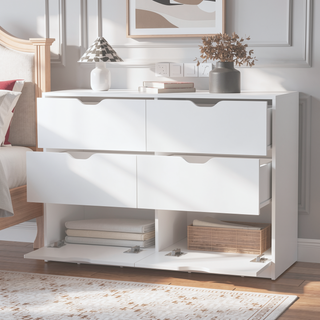 Sunvega Wenge 4-Drawer Dresser with Smooth Gliding Drawers for Organized Bedroom Storage