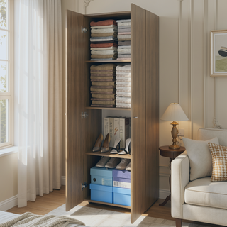 Sunvega Modern Armoire with 2 Doors and 4 Internal Shelves for Bedroom Storage