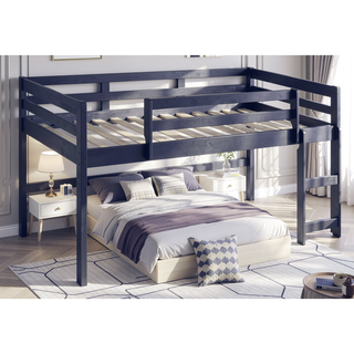 Sunvega Twin Loft Bed with Slats System and Right Facing Ladder in Espresso