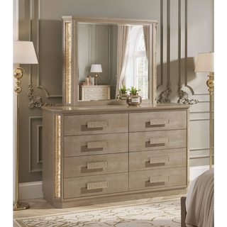 Sunvega Medusa Dresser with Wood Gold Finish and Six Drawers for Bedroom