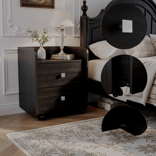 Sunvega Aura Nightstand End Table with Two Drawers Metal Handle and Superior Top