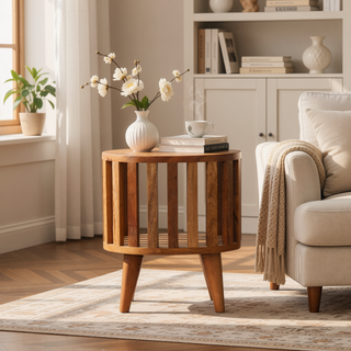 Sunvega Ariella Solid Mango Wood Single Shelf Nightstand with Contemporary Japanese Design
