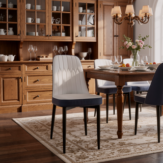 Sunvega Modern PU Leather Dining Chairs with Thick Soft Cushions and Black Metal Legs