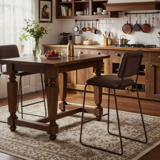 Sunvega Brown Barstool with Metal Footrest and Shaped Seat for 42 Inch Counters