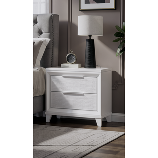 Sunvega Modern White Textured Finish Nightstand with Two Storage Drawers