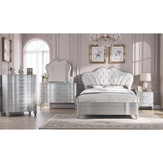 Sunvega Silver Wood Nightstand with Three Metal Drawer Pulls in Landmark Traditional Style
