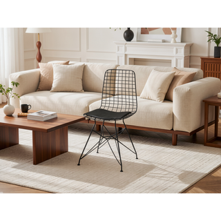 Sunvega Modern Industrial Metal Dining Chair with Ergonomic Wire Frame Backrest