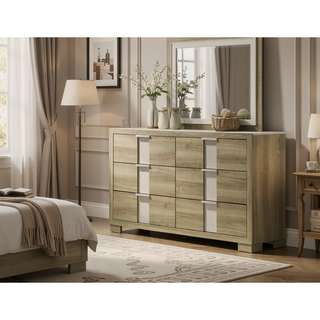 Sunvega Contemporary Driftwood Finish Wooden Nightstand with Three Drawers