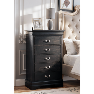 Sunvega Traditional Style Bedroom Chest with Carved Bases and Curved Mouldings
