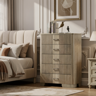 Sunvega Antique Oak Finish Transitional Rustic Nightstand with 2 Storage Drawers