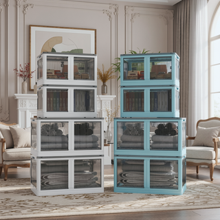 Sunvega Collapsible Storage Bins with Wheels and Lids for Effortless Stacking