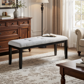 Sunvega Contemporary Fabric Upholstery Dining Bench with Block Legs