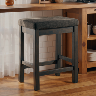 Sunvega White Counter Height Dining Set with USB Ports and Fabric Stools