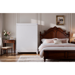 Sunvega White Modern 5-Drawer Wood Chest with Crystal Accents for Bedroom Storage