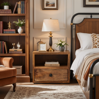 Sunvega Wall Mounted Nightstand with Drawer and Open Slot in Oak-ish Finish