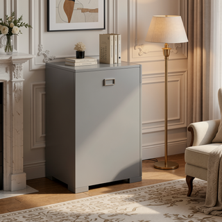 Sunvega Pierce Grey High Gloss Modern Italian Style Nightstand with Two Spacious Drawers