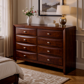 Sunvega Lucille Black Nightstand with Spacious Drawers and Chambered Fronts