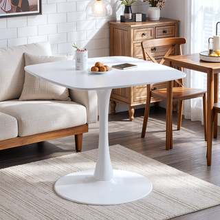 Sunvega 24 Inch Black Square Tulip Dining Table with Sturdy Metal Base for 2-4 Person