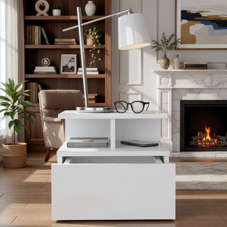 Sunvega Floating Nightstand with Large Drawer and Multiple Shelves for Storage or Decor