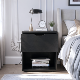 Sunvega Altheimer Bedroom Nightstand with Open Shelf and Drawer