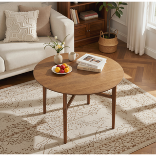 Sunvega Dark Brown Round Counter Table with Canted Chamfered Hairpin Legs