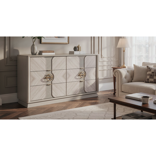 Sunvega Eternity Traditional Style 6-Drawer Dresser with Wood and Gold Accents