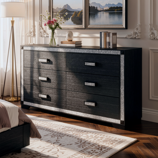 Sunvega White Nightstand with Integrated Speaker Cooler Insert and Glitter Detailing