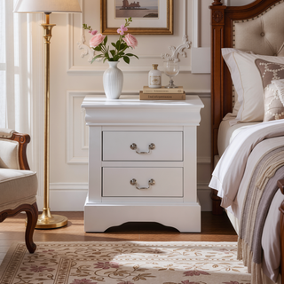 Sunvega Modern Nightstand with Two Spacious Drawers and Brushed Nickel Handles