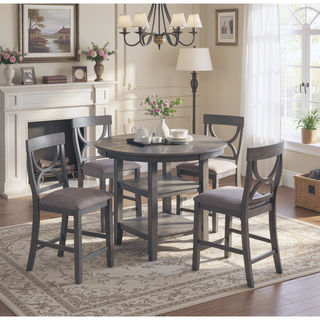 Sunvega Counter Height Dining Set with Round Table and Four Padded Chairs