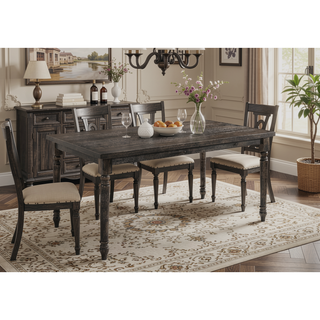 Sunvega Weathered Gray Finish Claudia II Rectangular Dining Table with Wood Veneer