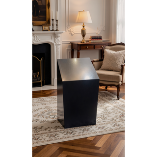 Sunvega Black Finish Nightstand with Two Spacious Drawers and Sleek Nickel Knob
