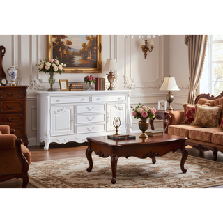 Sunvega White Finish Dresser with Spacious Drawers and Shelf for Bedroom Storage