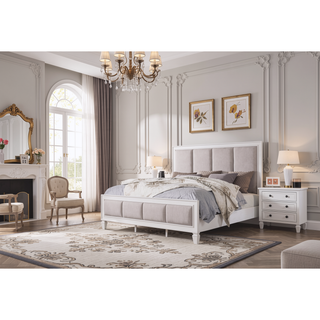 Sunvega Rustic Gray and Weathered White Finish Transitional Style Night Stand