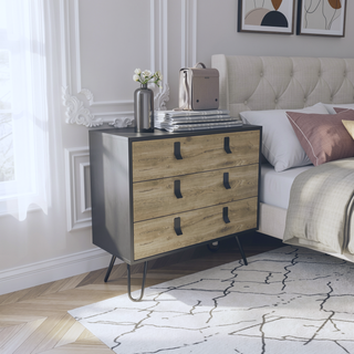 Sunvega Hairpin Leg Dresser with Three Drawers and Spacious Top Surface