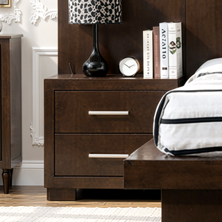 Sunvega Wooden Nightstand with Two Drawers in Rich Cappuccino Finish