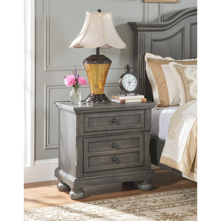 Sunvega Gray Modern Nightstand with Full Extension Drawers and Felt-Lined Top