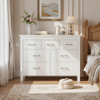 Sunvega White Finish Transitional Style Wooden Nightstand with 2 Dovetail Drawers