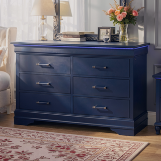 Sunvega Led Lighting 2 Drawer Nightstand with Spacious Drawers in Transitional Style