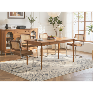 Sunvega Mid Century Modern Dining Chairs Set of 2 with Velvet Upholstery and Natural Rattan Back